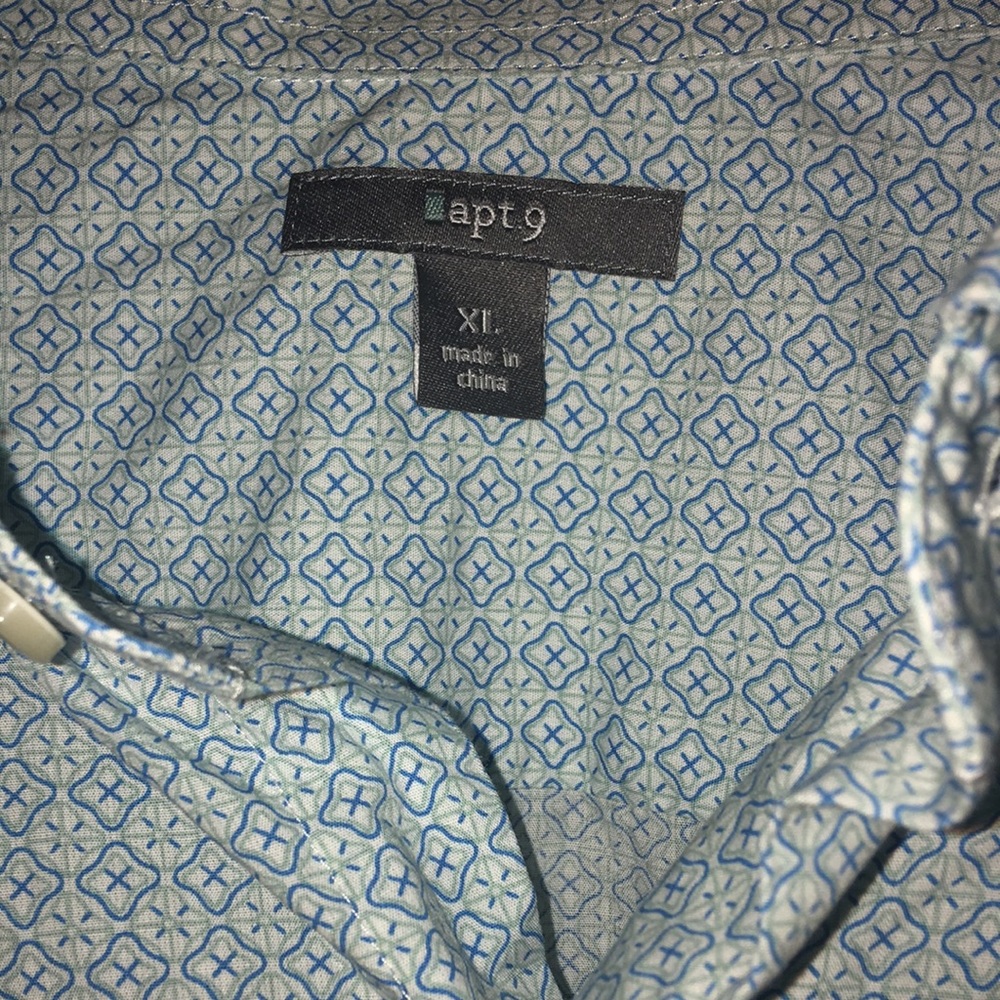 Apt 9 Blue Pattern Button Down Shirt - image 2
